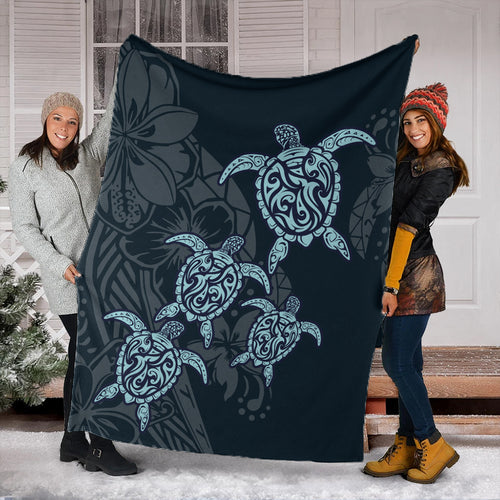 Hawaii Premium Blanket Plumeria Polynesian Deep Sea Turtle