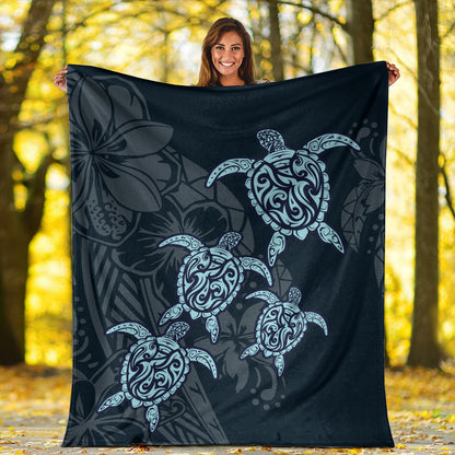 Hawaii Premium Blanket Plumeria Polynesian Deep Sea Turtle