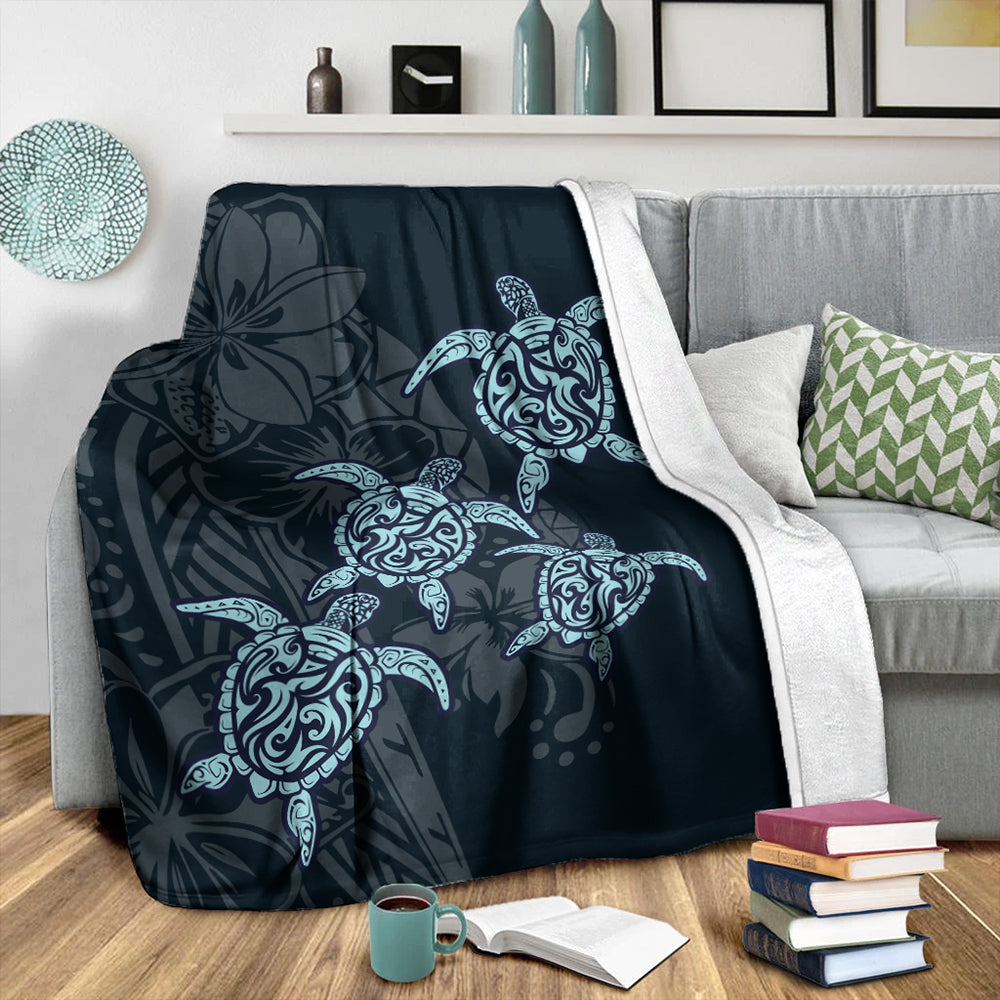 Hawaii Premium Blanket Plumeria Polynesian Deep Sea Turtle