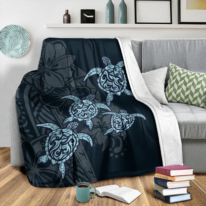 Hawaii Premium Blanket Plumeria Polynesian Deep Sea Turtle