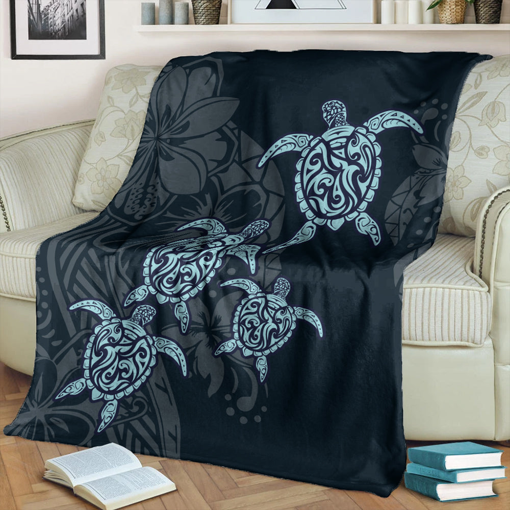 Hawaii Premium Blanket Plumeria Polynesian Deep Sea Turtle