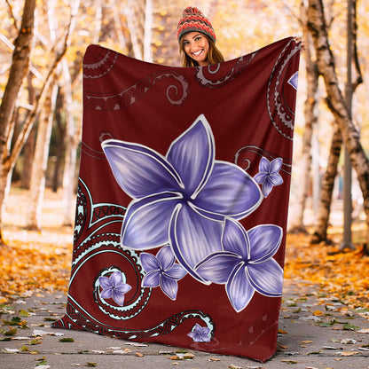 Hawaii Premium Blanket Plumeria Violet Polynesia Red
