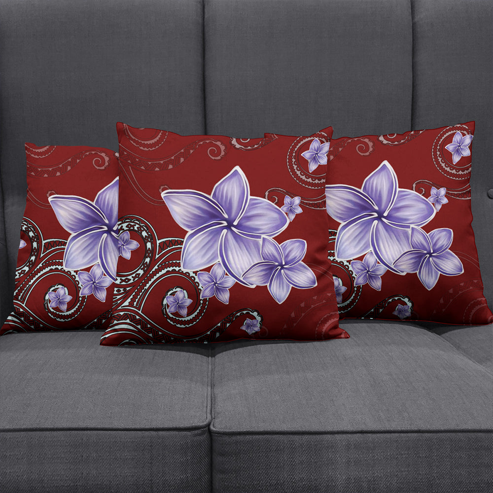 Hawaii Pillow Cover Plumeria Violet Polynesia Red