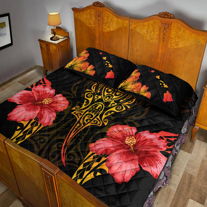 Hawaii Quilt Bed Set Polynesian Hibiscus Animal