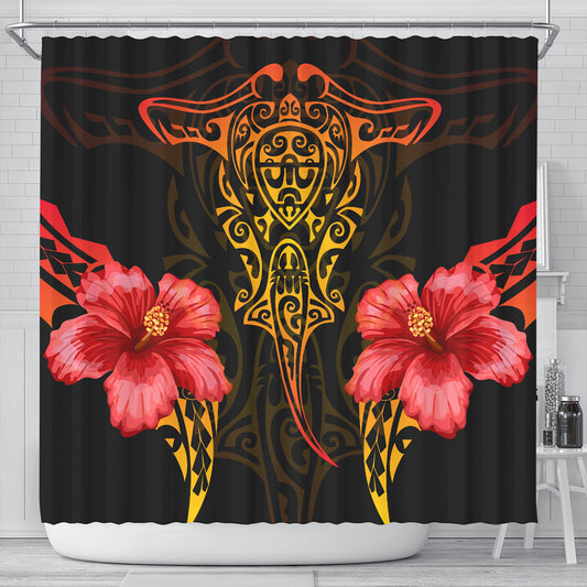 Hawaii Shower Curtain Polynesian Hibiscus Animal