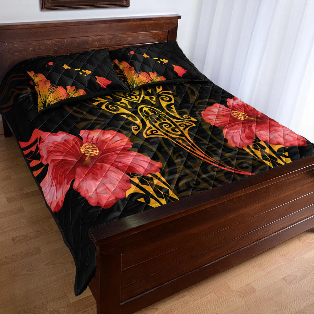 Hawaii Quilt Bed Set Polynesian Hibiscus Animal