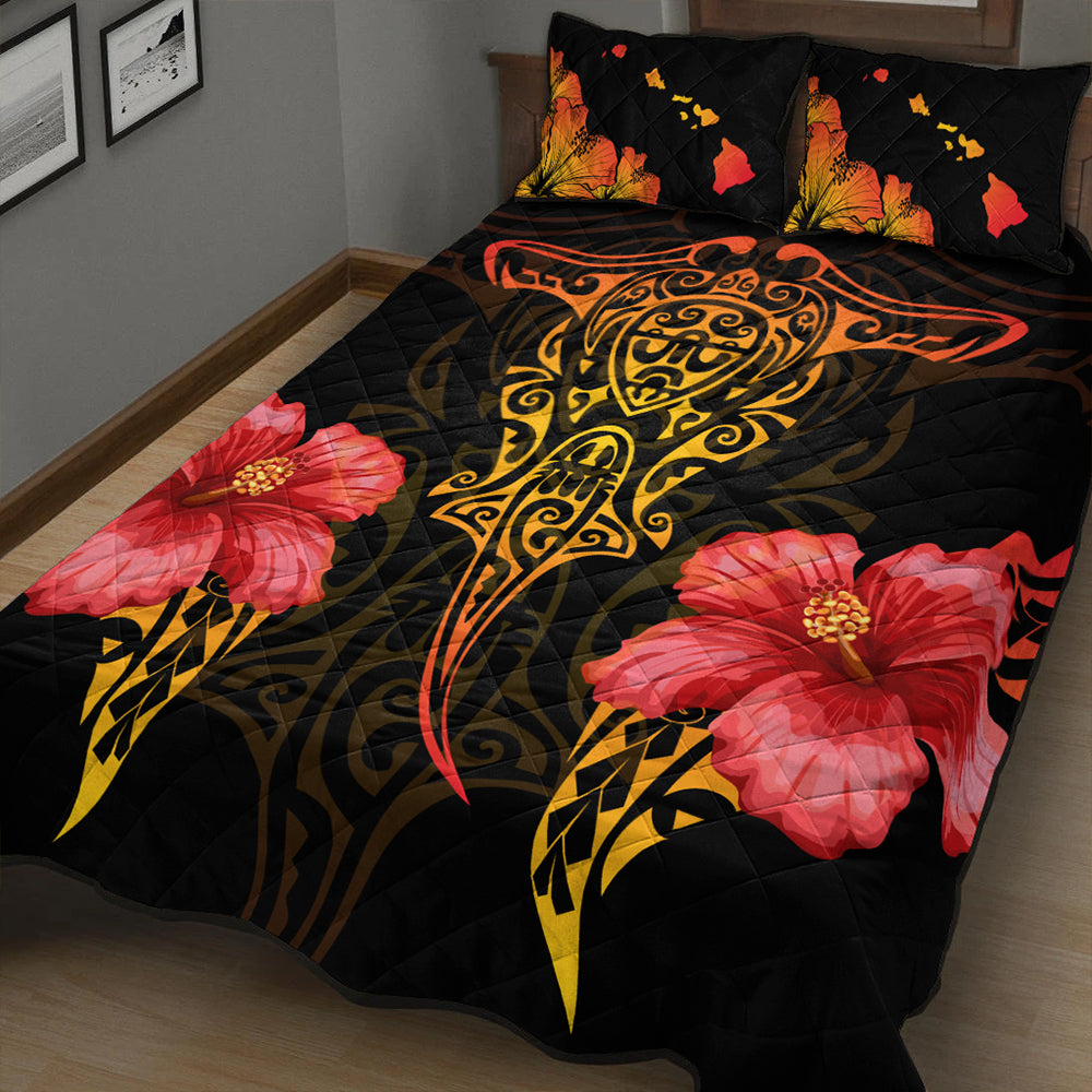 Hawaii Quilt Bed Set Polynesian Hibiscus Animal