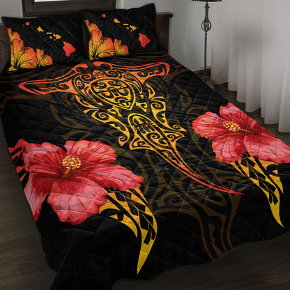 Hawaii Quilt Bed Set Polynesian Hibiscus Animal
