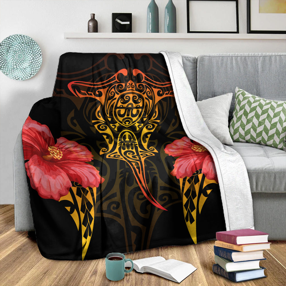 Hawaii Premium Blanket Polynesian Hibiscus Animal