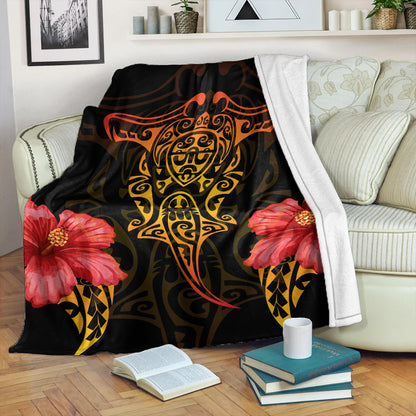Hawaii Premium Blanket Polynesian Hibiscus Animal