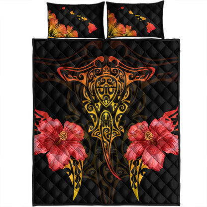 Hawaii Quilt Bed Set Polynesian Hibiscus Animal