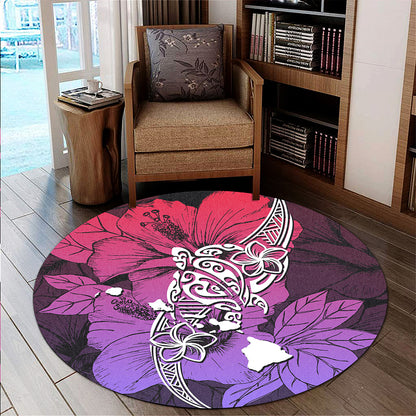 Hawaii Round Rug Polynesian Hibiscus Sweat
