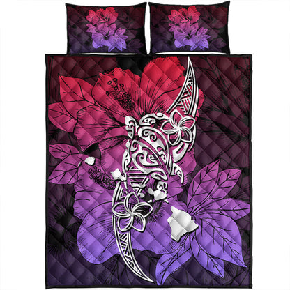 Hawaii Quilt Bed Set Polynesian Hibiscus Sweat