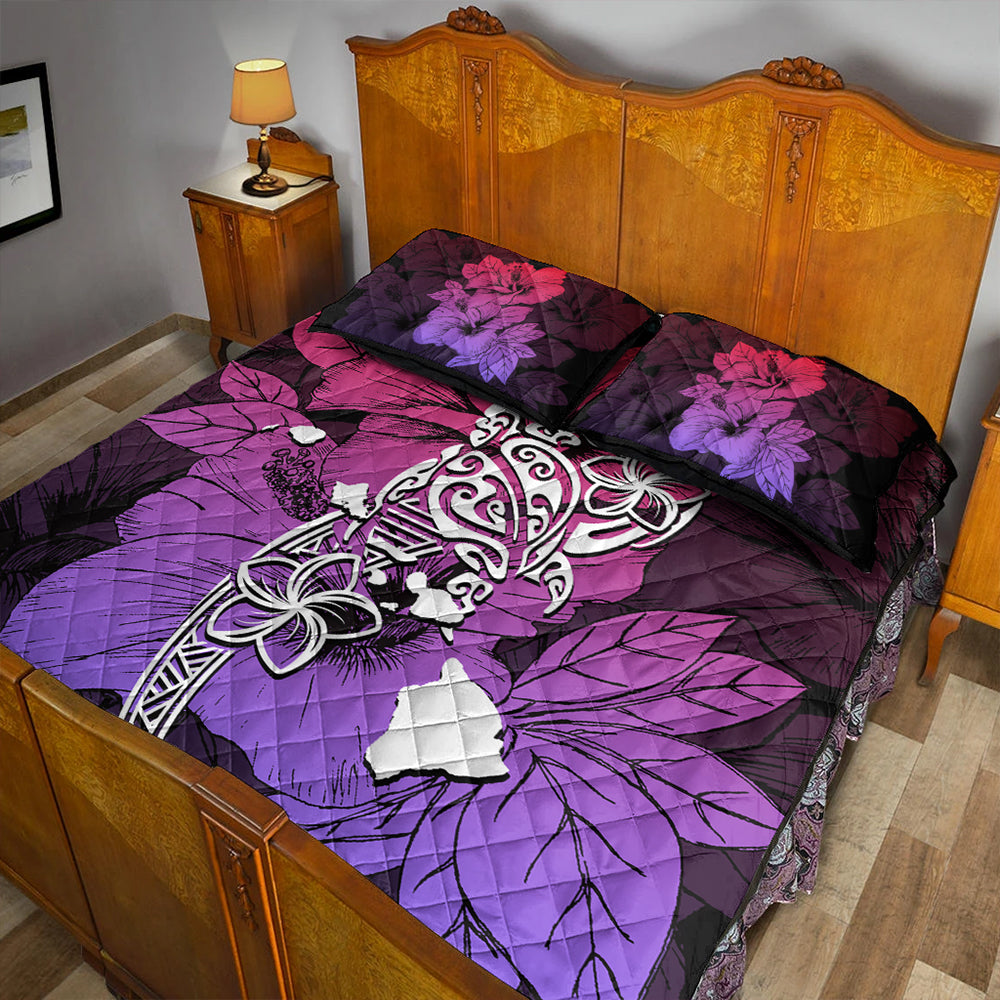 Hawaii Quilt Bed Set Polynesian Hibiscus Sweat