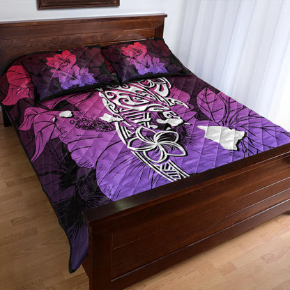Hawaii Quilt Bed Set Polynesian Hibiscus Sweat
