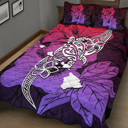 Hawaii Quilt Bed Set Polynesian Hibiscus Sweat