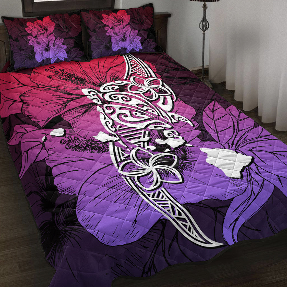 Hawaii Quilt Bed Set Polynesian Hibiscus Sweat