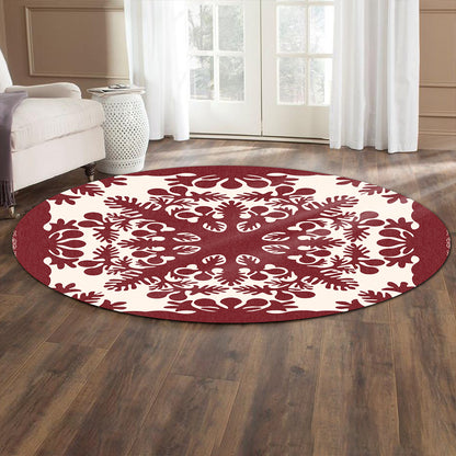 Hawaii Round Rug Quilt Tradition Red