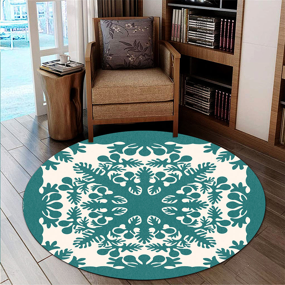 Hawaii Round Rug Quilt Tradition Turquoise