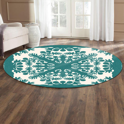 Hawaii Round Rug Quilt Tradition Turquoise