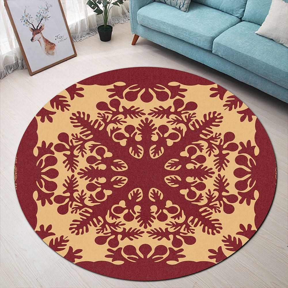 Hawaii Round Rug Quilt Vintage Palm