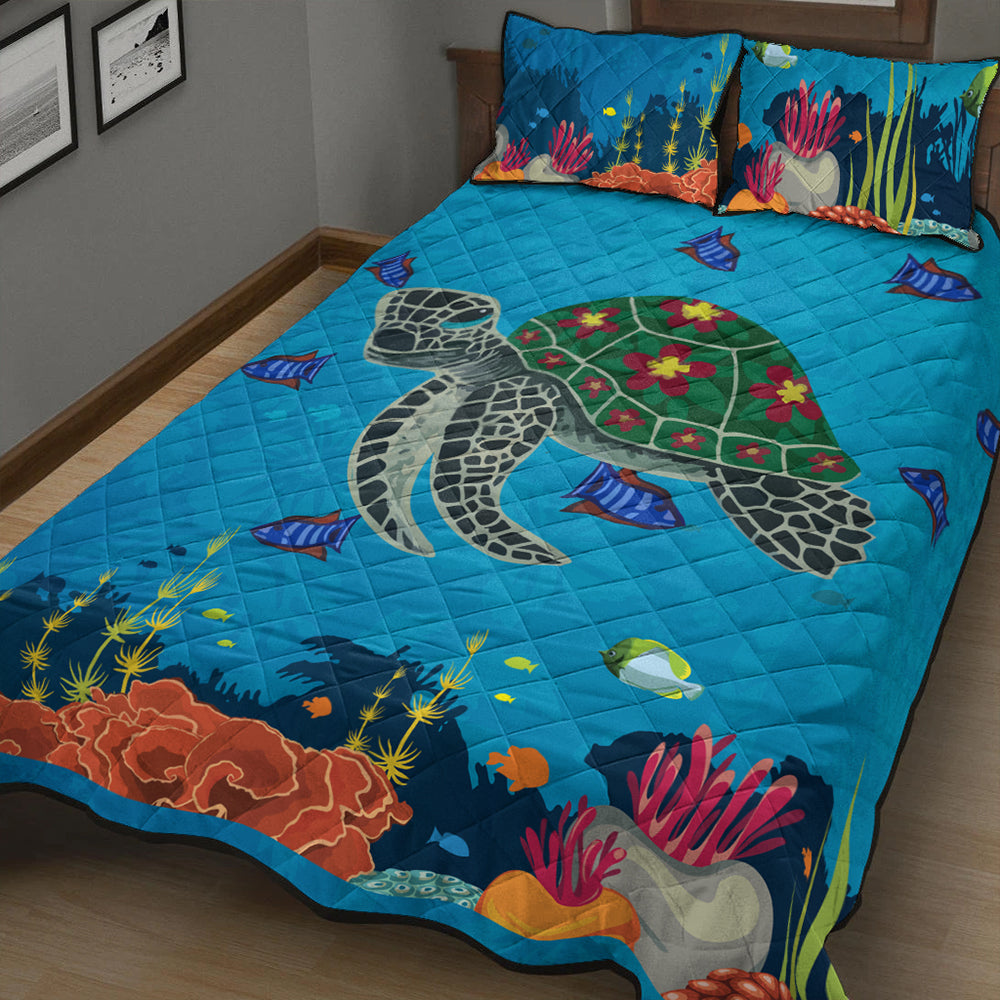 Hawaii Quilt Bed Set Sea Cartoon