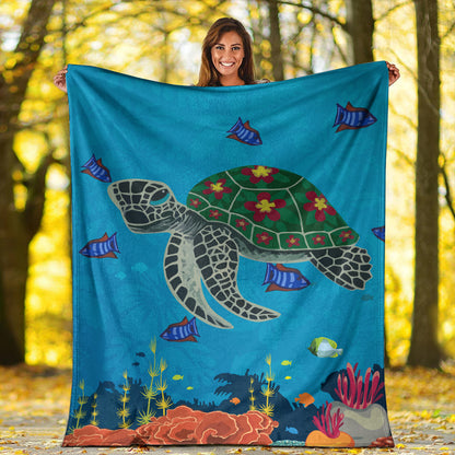 Hawaii Premium Blanket Sea Cartoon
