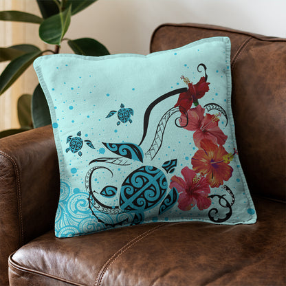 Hawaii Pillow Cover Sea Turtle Hibiscus