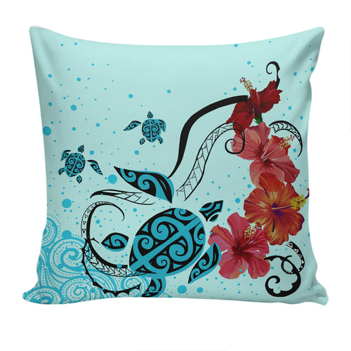 Hawaii Pillow Cover Sea Turtle Hibiscus