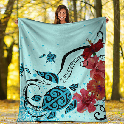 Hawaii Premium Blanket Sea Turtle Hibiscus