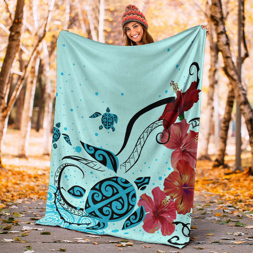 Hawaii Premium Blanket Sea Turtle Hibiscus
