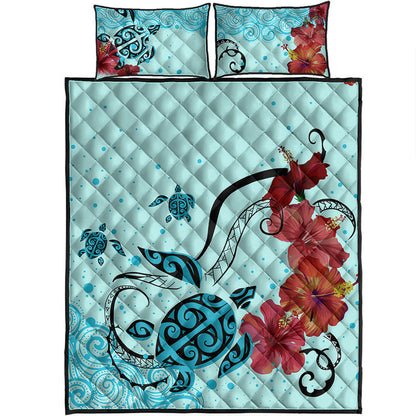 Hawaii Quilt Bed Set Sea Turtle Hibiscus