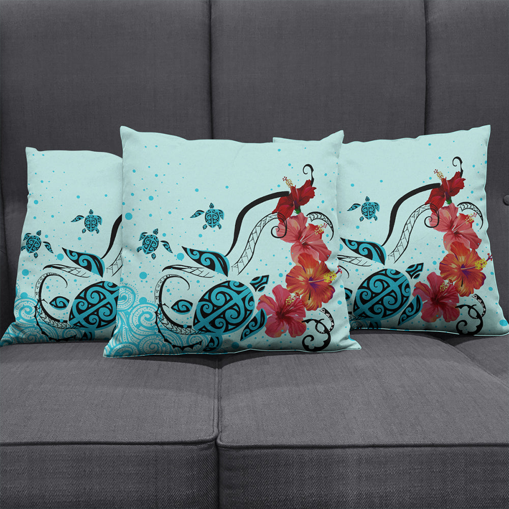 Hawaii Pillow Cover Sea Turtle Hibiscus
