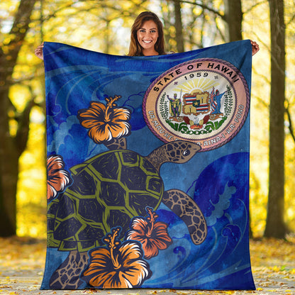 Hawaii Premium Blanket Seal Hibiscus Ocean Pin Light Turtle Sea