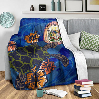 Hawaii Premium Blanket Seal Hibiscus Ocean Pin Light Turtle Sea