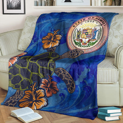 Hawaii Premium Blanket Seal Hibiscus Ocean Pin Light Turtle Sea