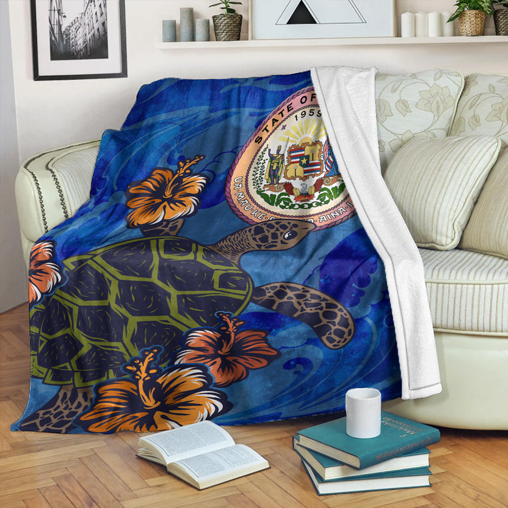 Hawaii Premium Blanket Seal Hibiscus Ocean Pin Light Turtle Sea
