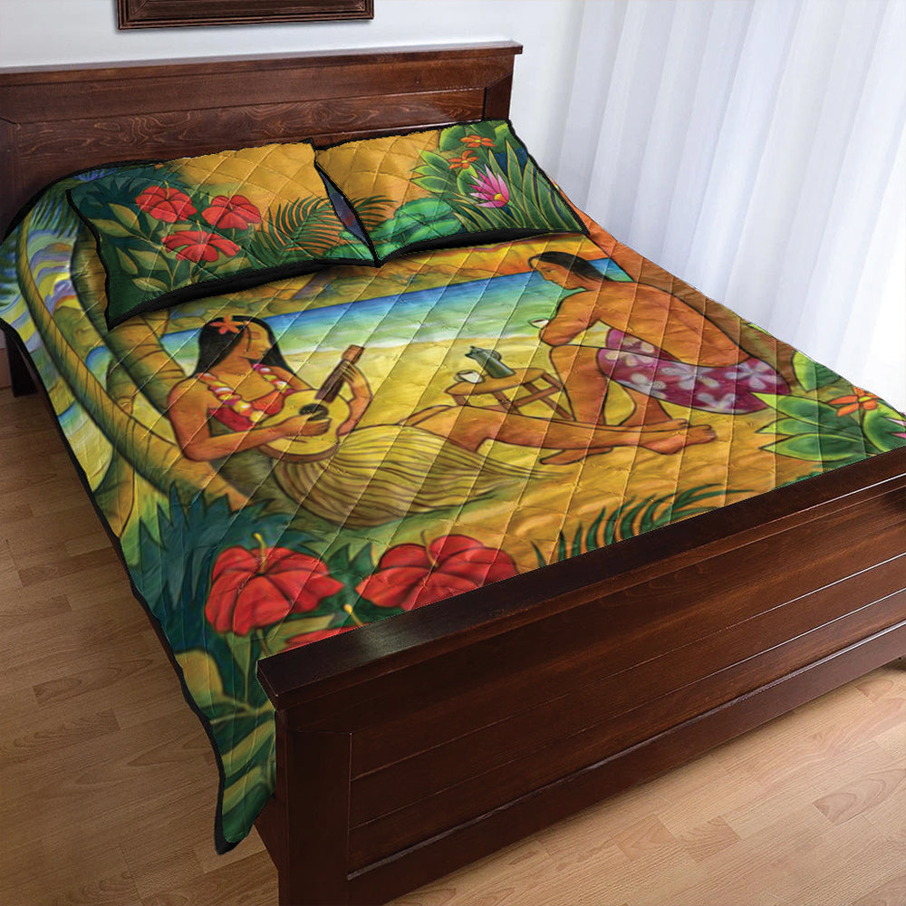 Hawaii Quilt Bed Set Sing A Song On A Beach