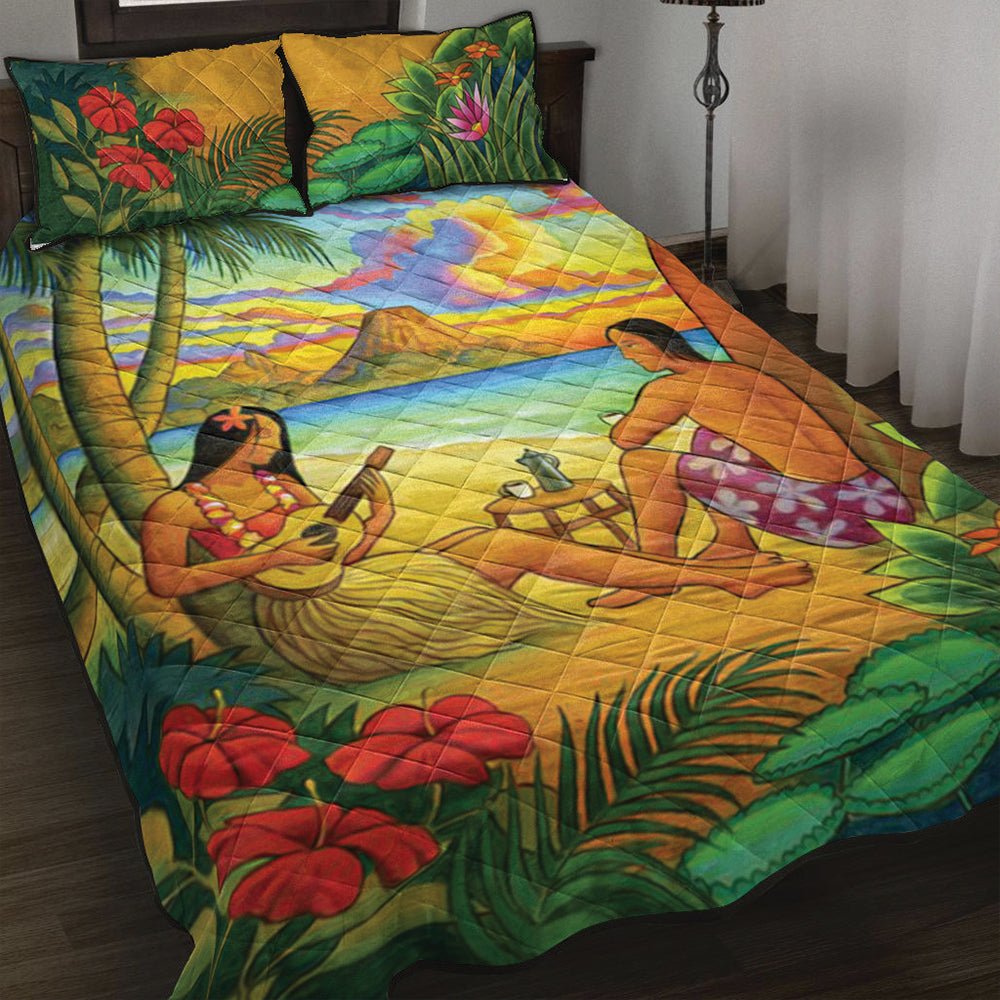 Hawaii Quilt Bed Set Sing A Song On A Beach