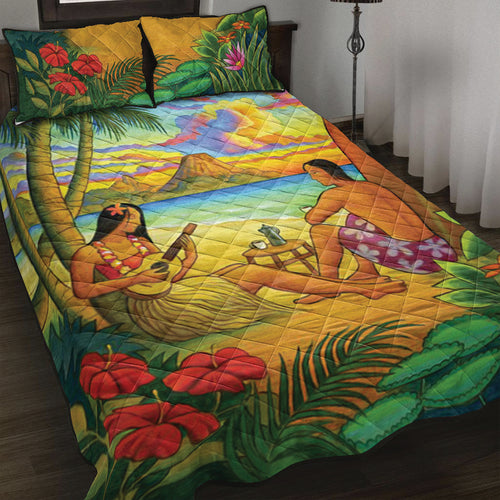 Hawaii Quilt Bed Set Sing A Song On A Beach
