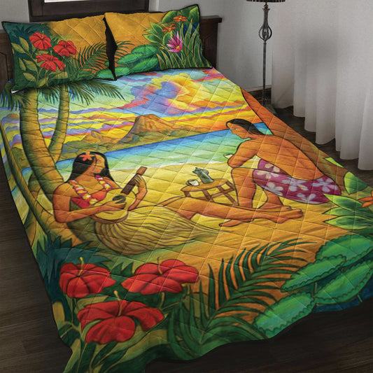 Hawaii Quilt Bed Set Sing A Song On A Beach