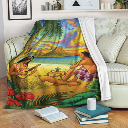 Hawaii Premium Blanket Sing A Song On A Beach