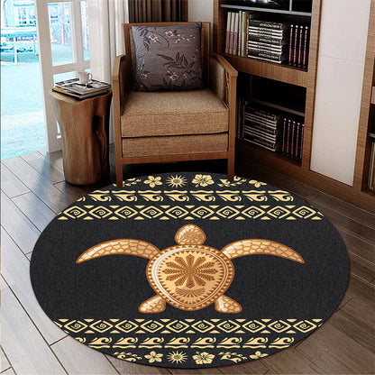 Hawaii Round Rug Traditional Turtle Pattern