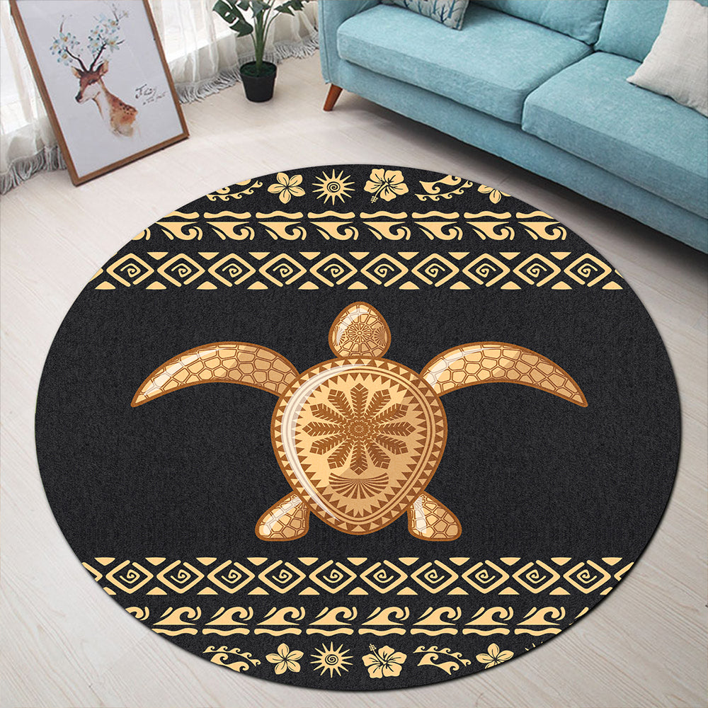 Hawaii Round Rug Traditional Turtle Pattern