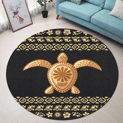 Hawaii Round Rug Traditional Turtle Pattern