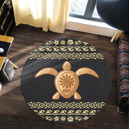 Hawaii Round Rug Traditional Turtle Pattern