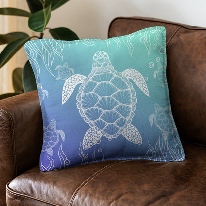Hawaii Pillow Cover Turtle Gardiant Background