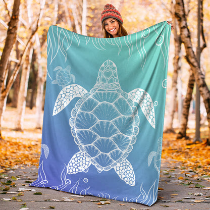 Hawaii Premium Blanket Turtle Gardiant Background