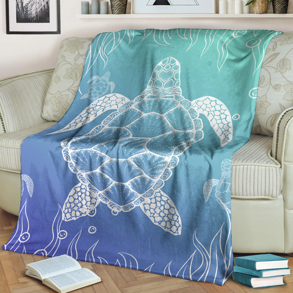 Hawaii Premium Blanket Turtle Gardiant Background