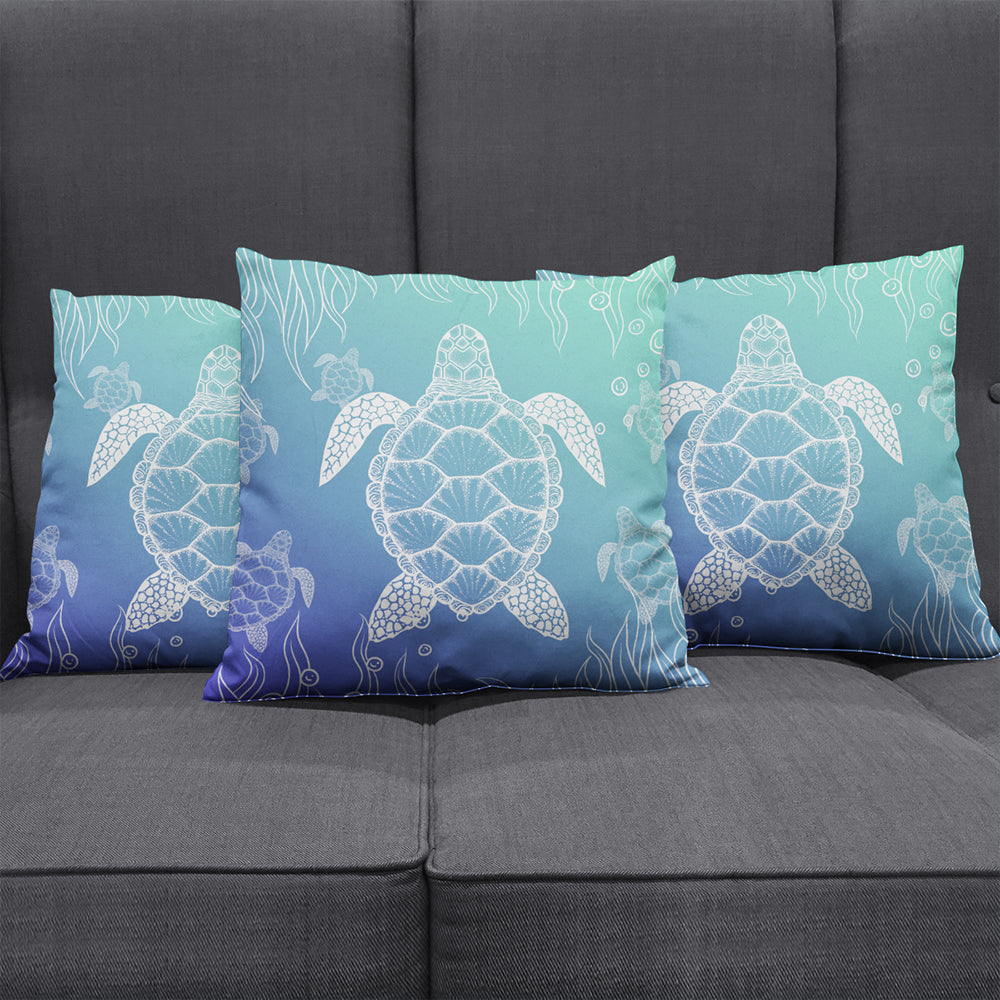 Hawaii Pillow Cover Turtle Gardiant Background